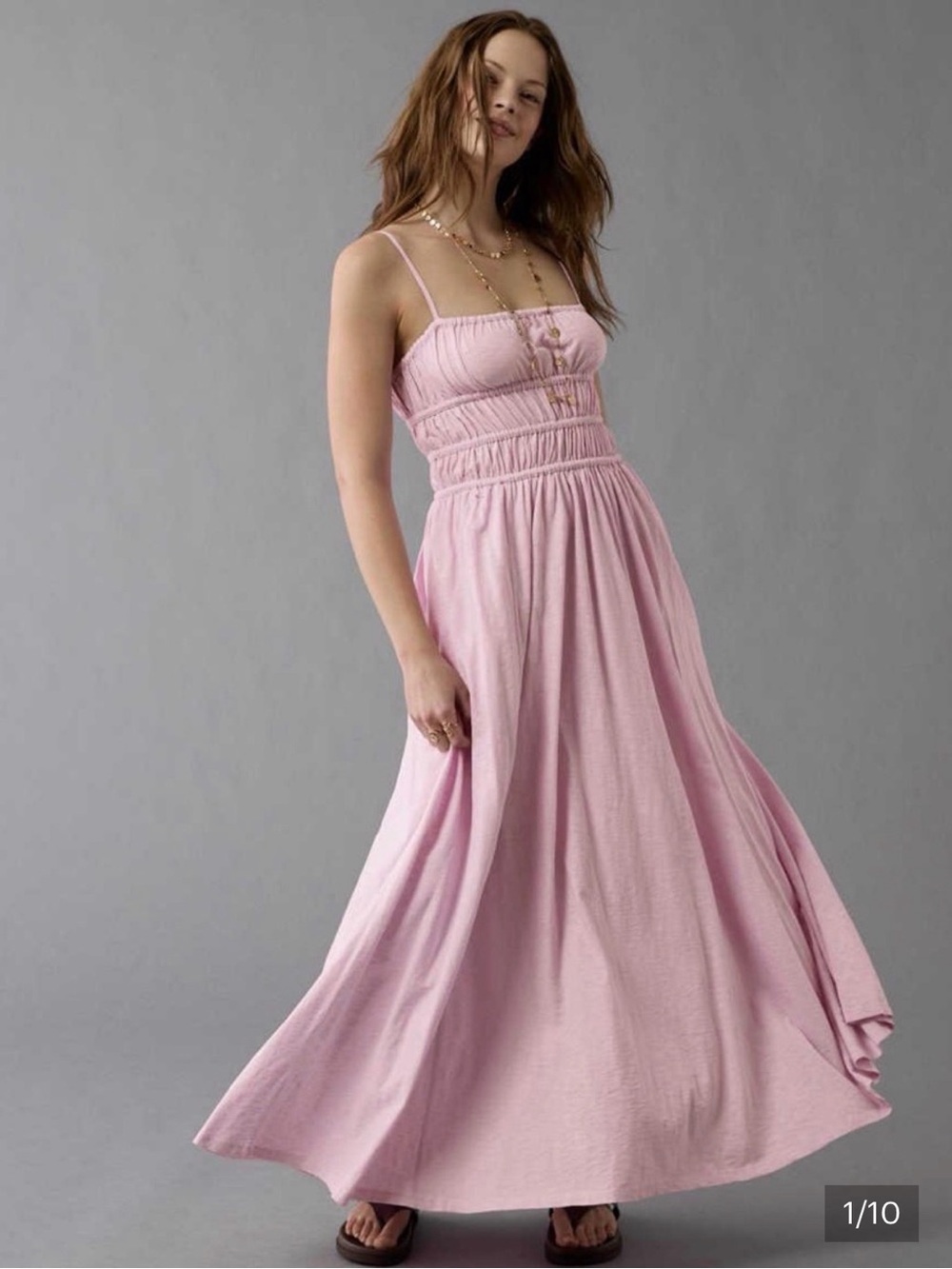 AE Sunchaser Knit Smocked Bodice Maxi Dress
